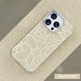 Embossed Camellia Magnetic Phone Case For iPhone