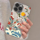 Magpie Feather Silk Phone Case For iPhone