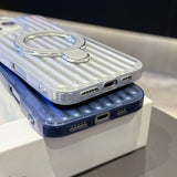 Glossy Corrugated Stripe Magnetic Case For iPhone