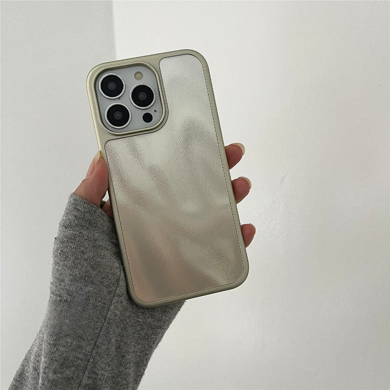 Metallic Paint Fine Sand Wave Pattern Mobile Phone Case For iPhone