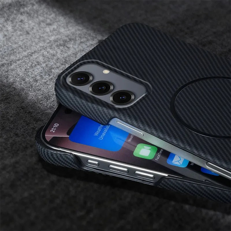 Carbon Fiber Pattern Magnetic Case For Samsung