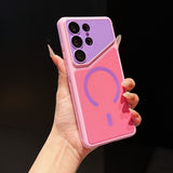 Color-blocked Fabric Magnetic Phone Case For Samsung
