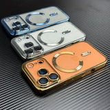 Electroplated Soft TPU Clear Magnetic Phone Case For  iPhone