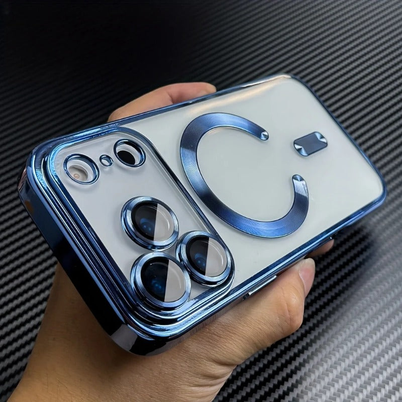 Electroplated Soft TPU Clear Magnetic Phone Case For  iPhone