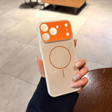 Color-blocked Large Window Hollowed-out Magnetic Phone Case For iPhone