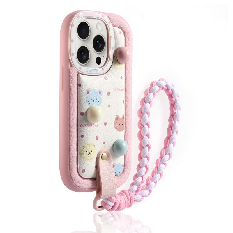 Pink Edge Polka Dot Anti-fall Mobile Phone Case For iPhone