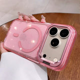 Bling Glitter Camera Protection Stand Holder Clear Case For iPhone