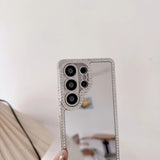 Luxury Plating Diamond Make Up Mirror Phone Case For Samsung