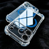 Acrylic Transparency Shockproof Plating Magnetic Case For iPhone