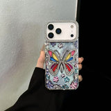 Electroplated Hollowed-out Rhinestone Butterfly Phone Case For iPhone