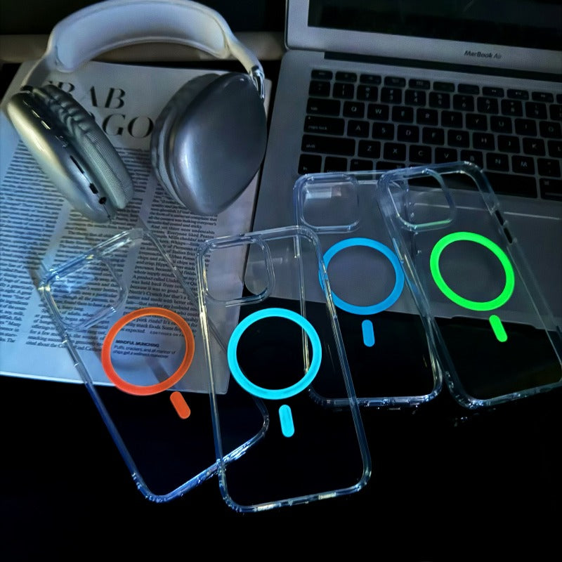 Luminous Wireless Charging Transparent Phone Case For iPhone