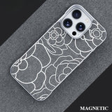 Embossed Camellia Magnetic Phone Case For iPhone
