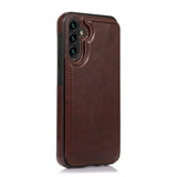 Wallet Double Button Flip Leather Case For Samsung