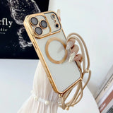 Crossbody Lanyard Strap Plating Magnetic Case For iPhone