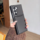 Solid Color Card Holder Phone Case For Samsung Z FOLD 7/6/5