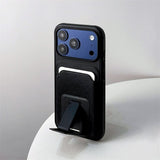 Card Holder Folding Stand Frosted Phone Case For iPhone