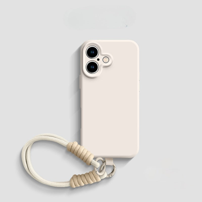 Simple Solid Color Lanyard Phone Case For iPhone