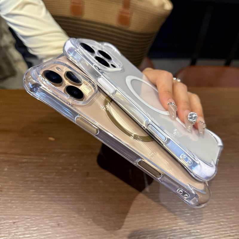 Simple Transparent Magnetic Phone Case For iPhone