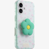 Blue Edge Transparent Crushed Flower Silicone Phone Case For iPhone