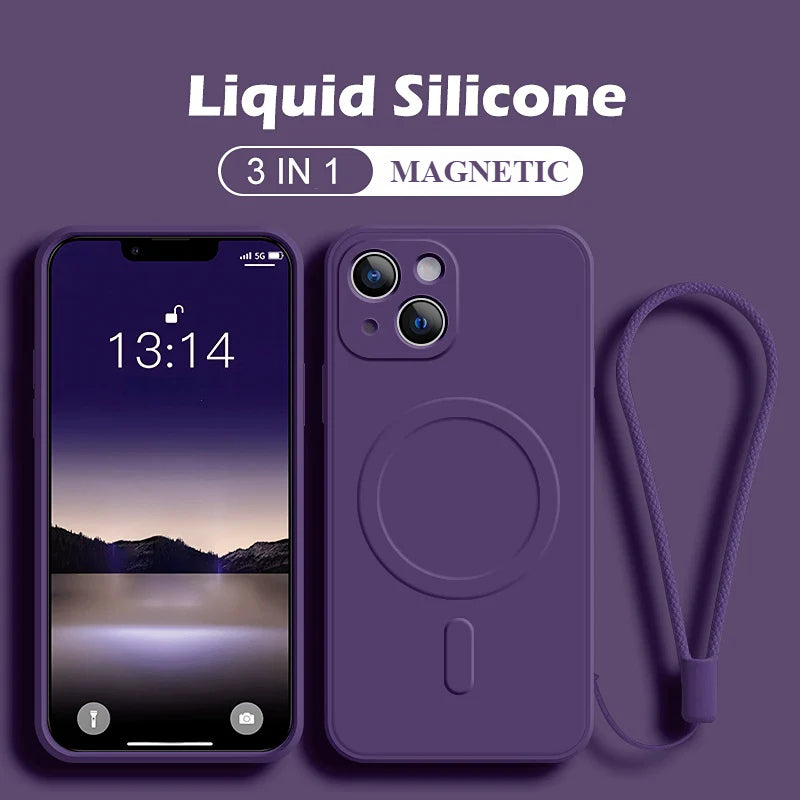 Silicone Magnetic Wireless Charging Case For iPhone