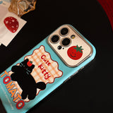 Original Doodle Cat Cartoon Leather Phone Case for iPhone