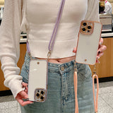 Two-color Electroplating Mobile Phone Case with Lanyard For iPhone