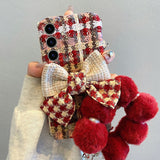 Bowknot Woven Furry Soft Phone Case For Samsung