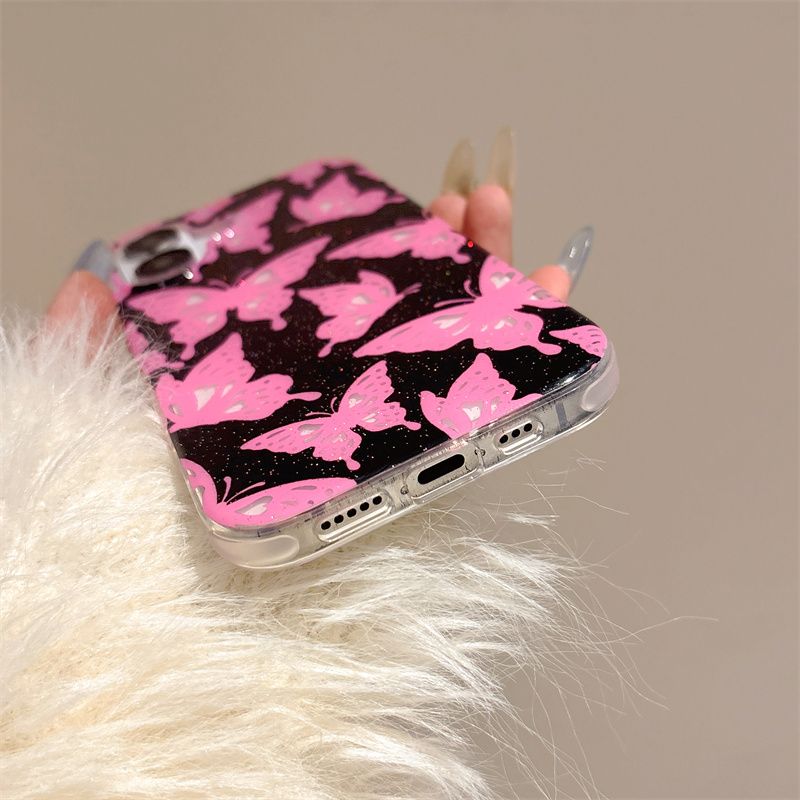 Simple Pink Butterfly Phone Case For iPhone