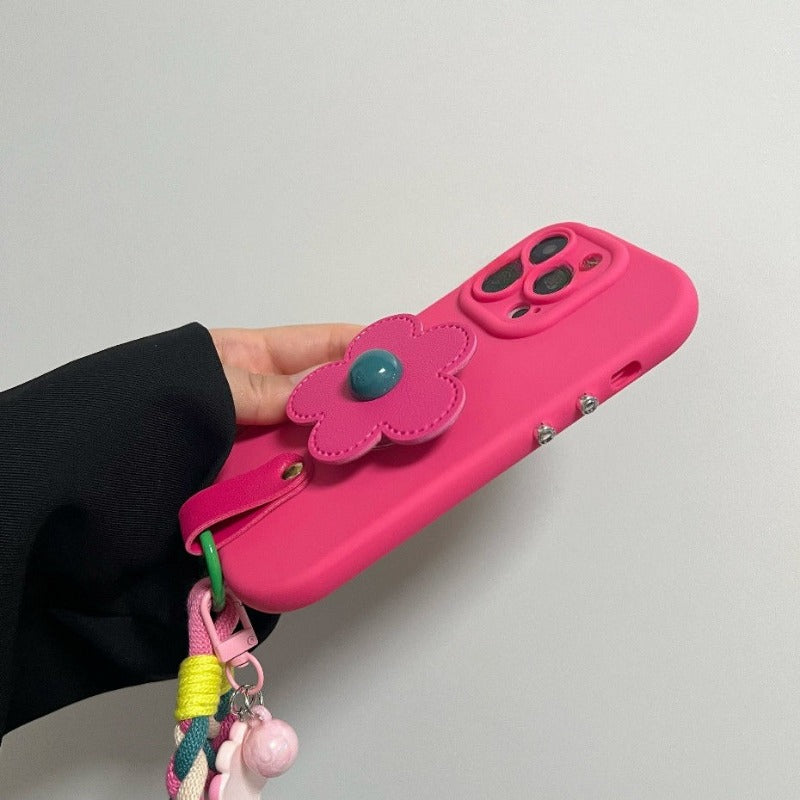 Contrast Color Flower Phone Case For iPhone