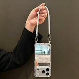 Simple Mirrored Phone Case with Lanyard For iPhone