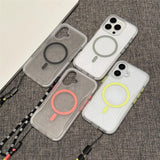 Simple Magnetic Corrugated Pattern Phone Case with Lanyard For iPhone