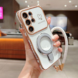 Electroplated Wave Double Heart Large Window Phone Case For Samsung