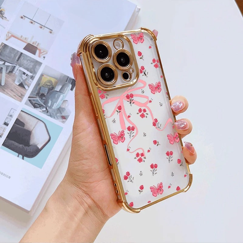 Butterfly Four Corner Anti-drop Lucency Phone Case For iPhone