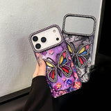 Electroplated Hollowed-out Rhinestone Butterfly Phone Case For iPhone