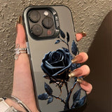 Luxury Ice Blue Rose Electroplate Silver Case For iPhone