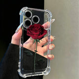 Rose-colored Transparent Shockproof Phone Case For iPhone