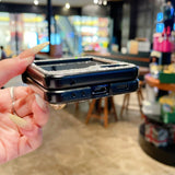 PC Hinge Ring Glitter Phone Case For Samsung Z FLIP 7 6 5 4 3