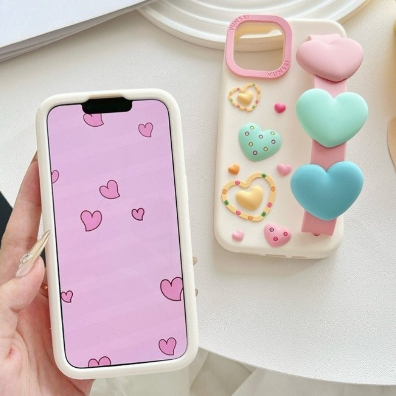 3D Heart Wristband Phone Case For iPhone