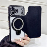 Transparent Flip Stand Card Holder Phone Case For iPhone