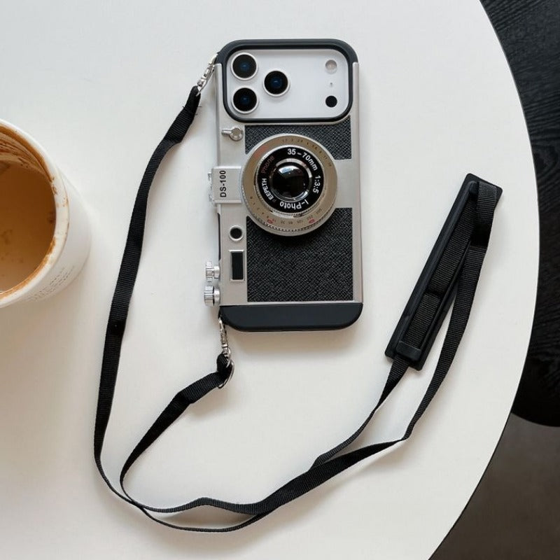 Retro Camera Style Crossbody Lanyard Phone Case For iPhone