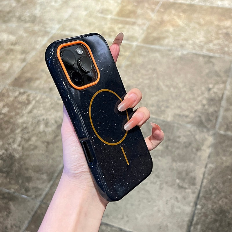 Double-layer Thick Glitter Magnetic Phone Case For iPhone