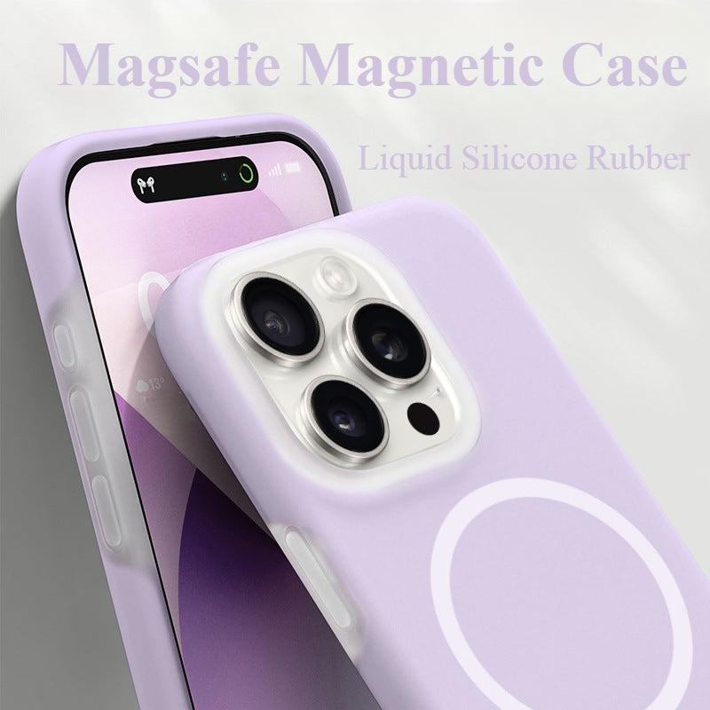 Solid Color Jelly Magnetic Liquid Silicone Phone Case For iPhone