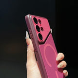 Color-blocked Fabric Magnetic Phone Case For Samsung