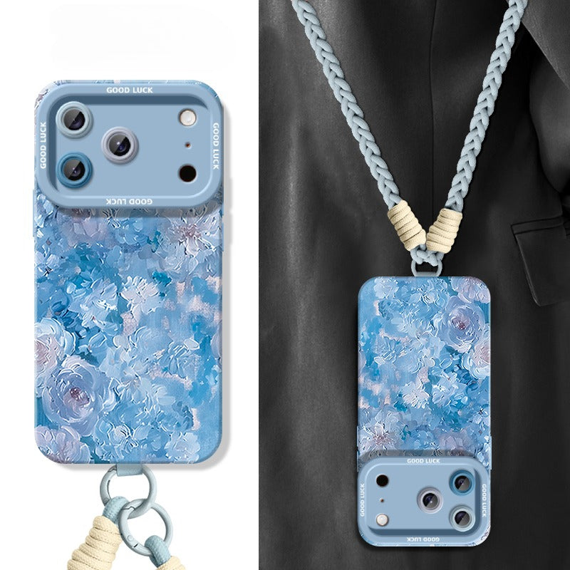 Flower Phone Case with Lanyard For iPhone
