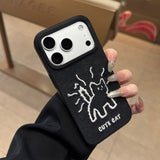 Glow-in-the-dark Embroidered Cat Phone Case For iPhone