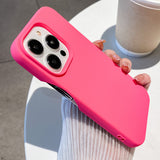 Simple Solid Color Silicone Large Hole Mobile Phone Case For iPhone