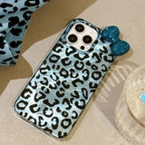 Colorful Leopard Blink Diamond Bowknot Lustre Lining Phone Case For iPhone