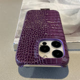 Dark Purple Crocodile Pattern Phone Case For iPhone