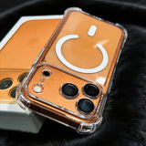 Acrylic Transparency Shockproof Plating Magnetic Case For iPhone