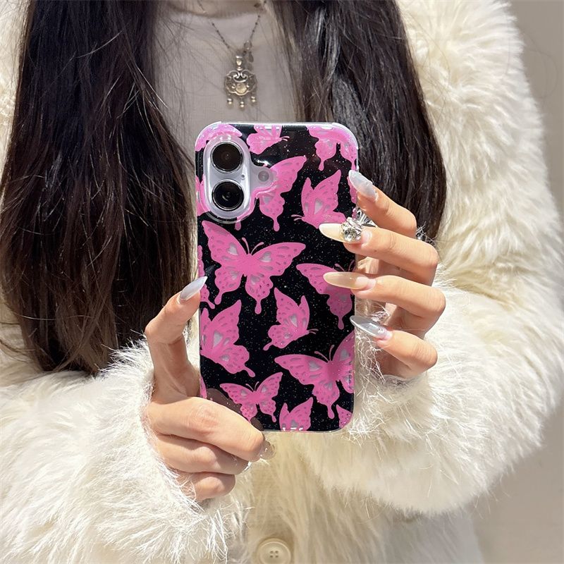 Simple Pink Butterfly Phone Case For iPhone